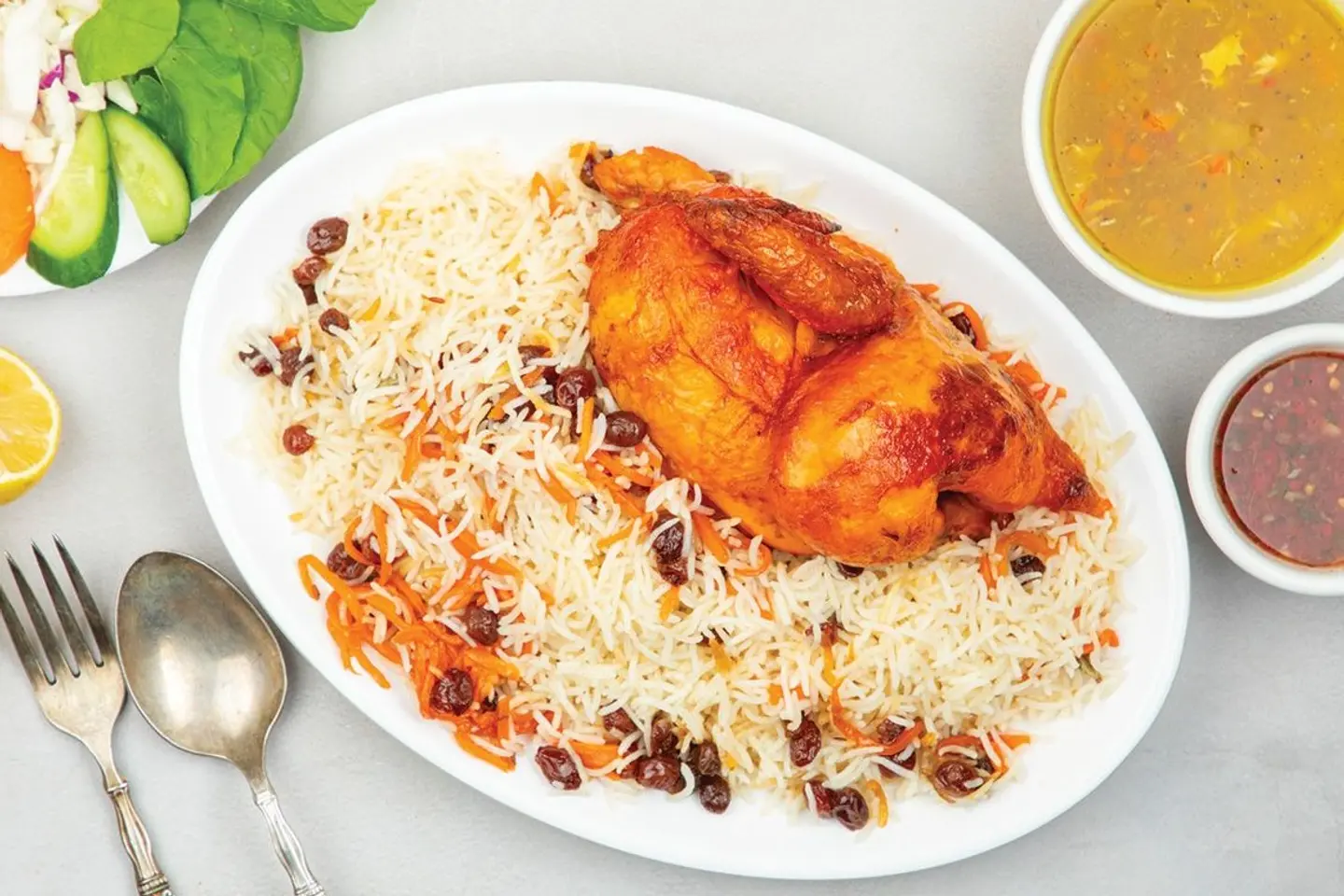 Half Grilled Chicken With Rice