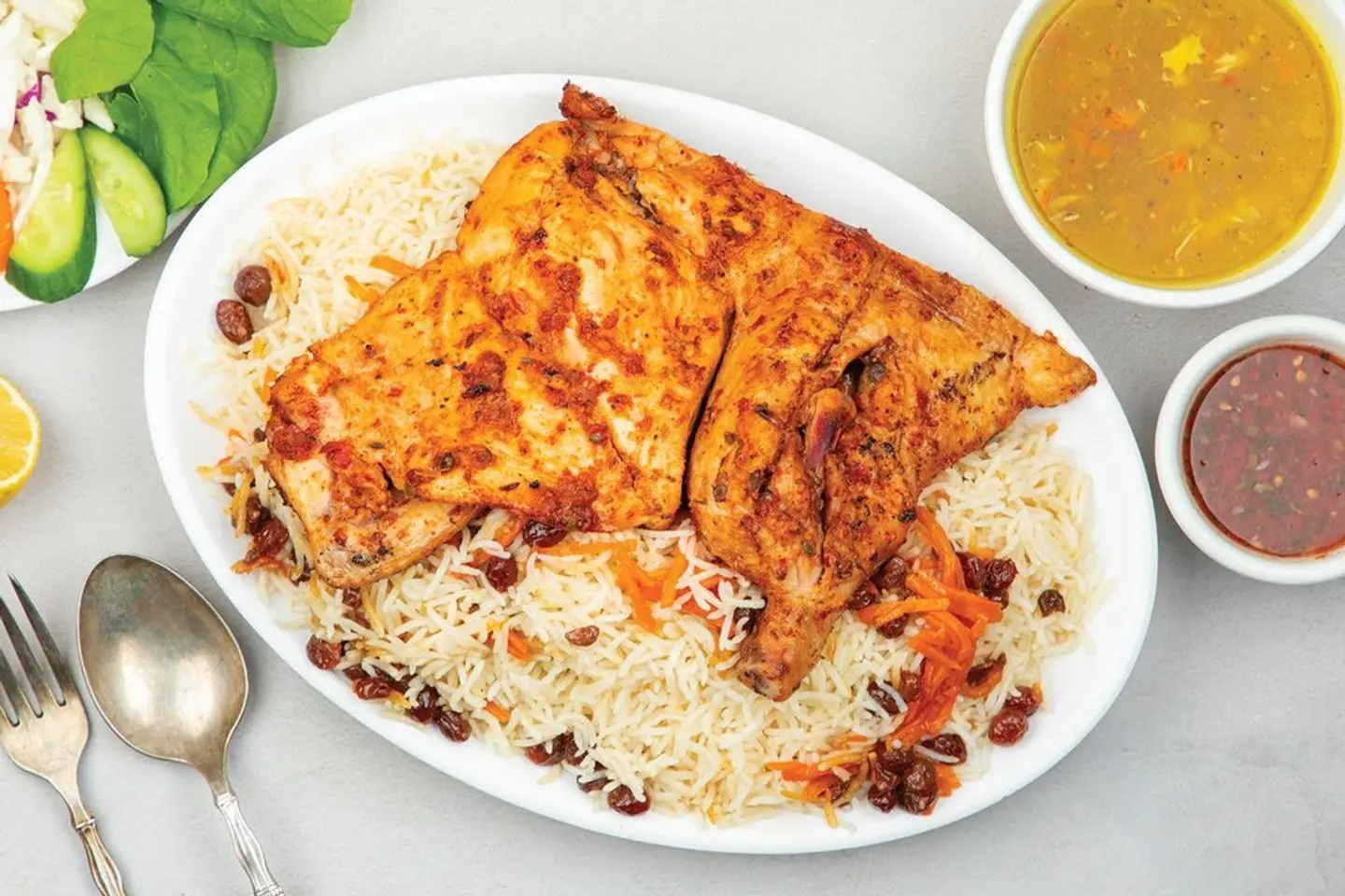 Half Charcoal Chicken With Rice