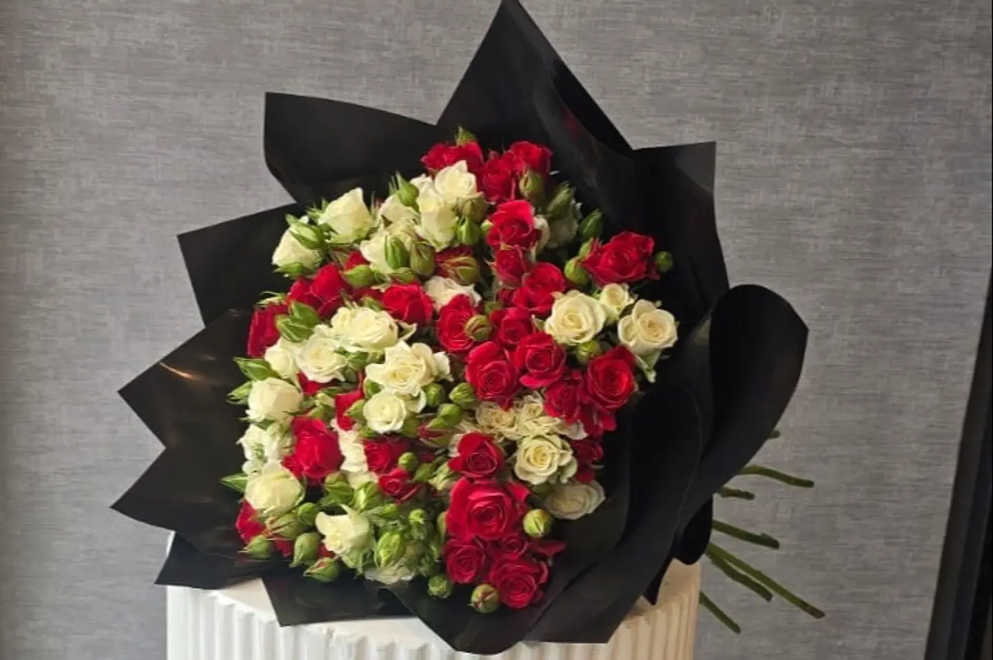 White And Red Baby Roses Bouquet