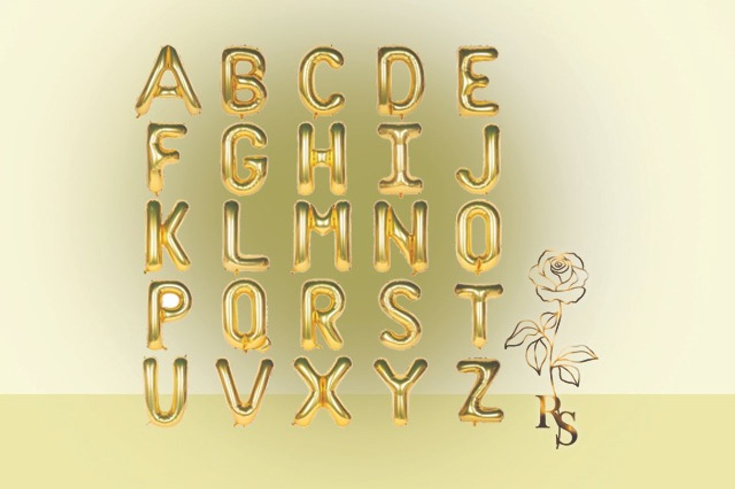 H001 Gold Letter Helium Balloons