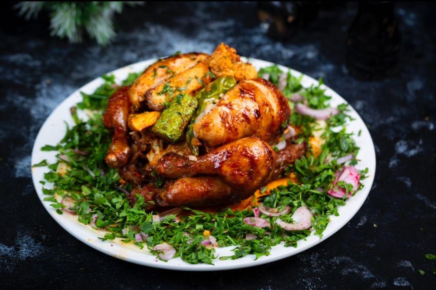 حبة دجاج شواية محشية بالخضار (بدون أرز)