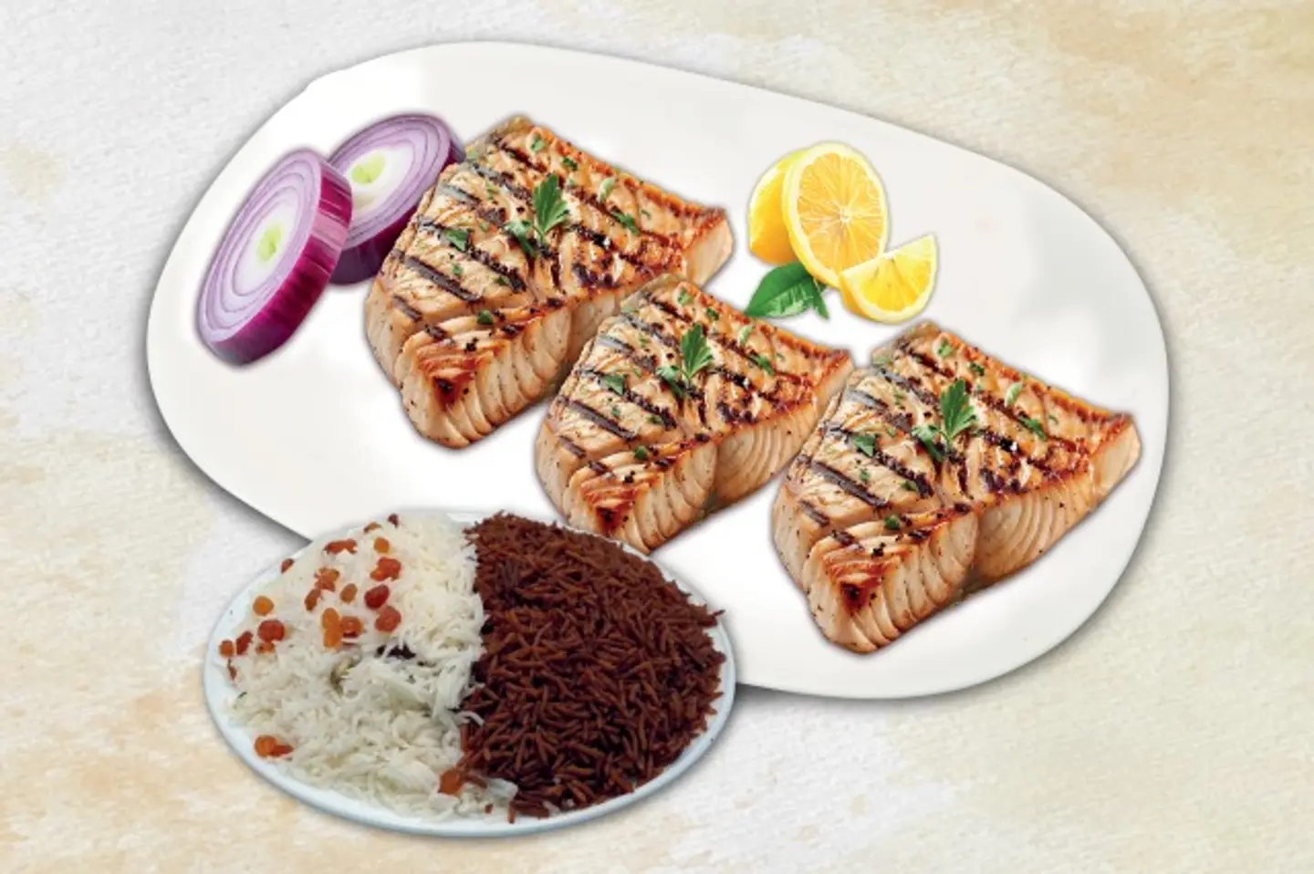 سمك فيلية مشوي مع رز