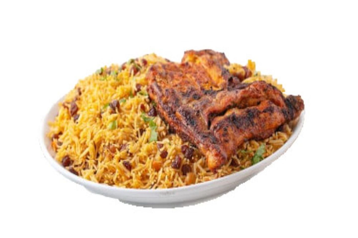 نصف دجاج على الفحم مع الأرز