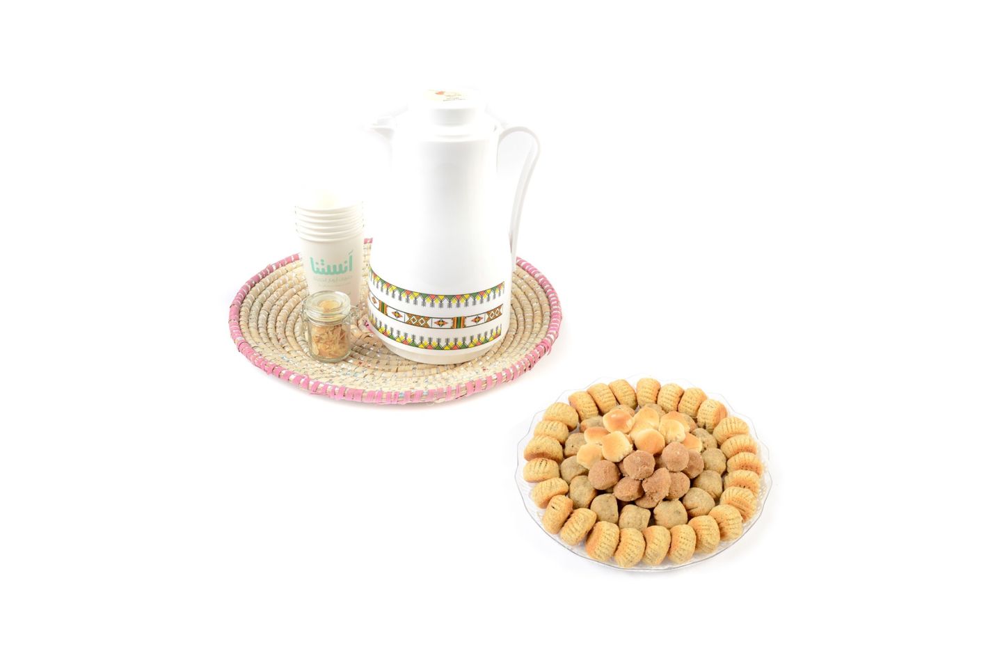 Almond Coffee Pot Basket + Assorted Maamoul And Ghriba Plate