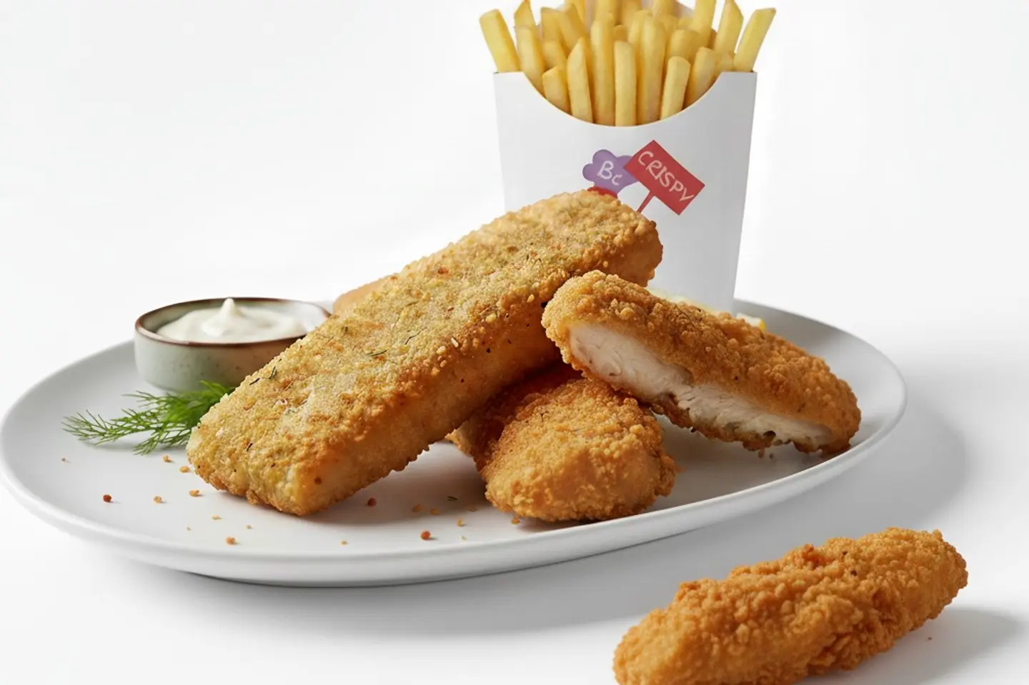 دجاج مقرمش مشكل + فيليه سمك