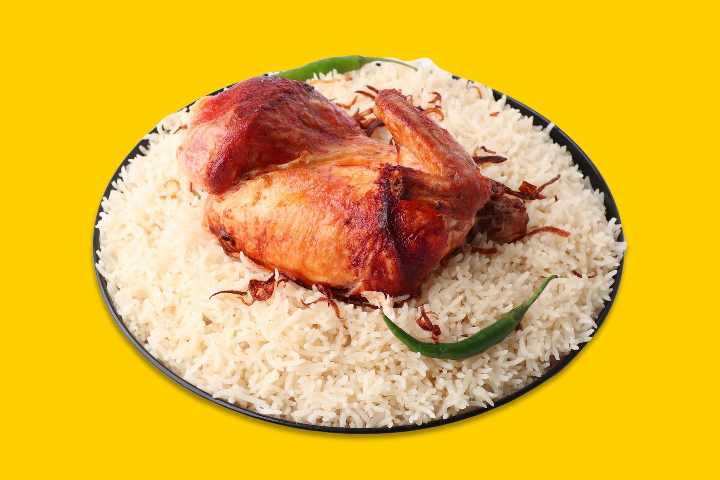 نص حبة دجاج شوية مع أرز بيشاور
