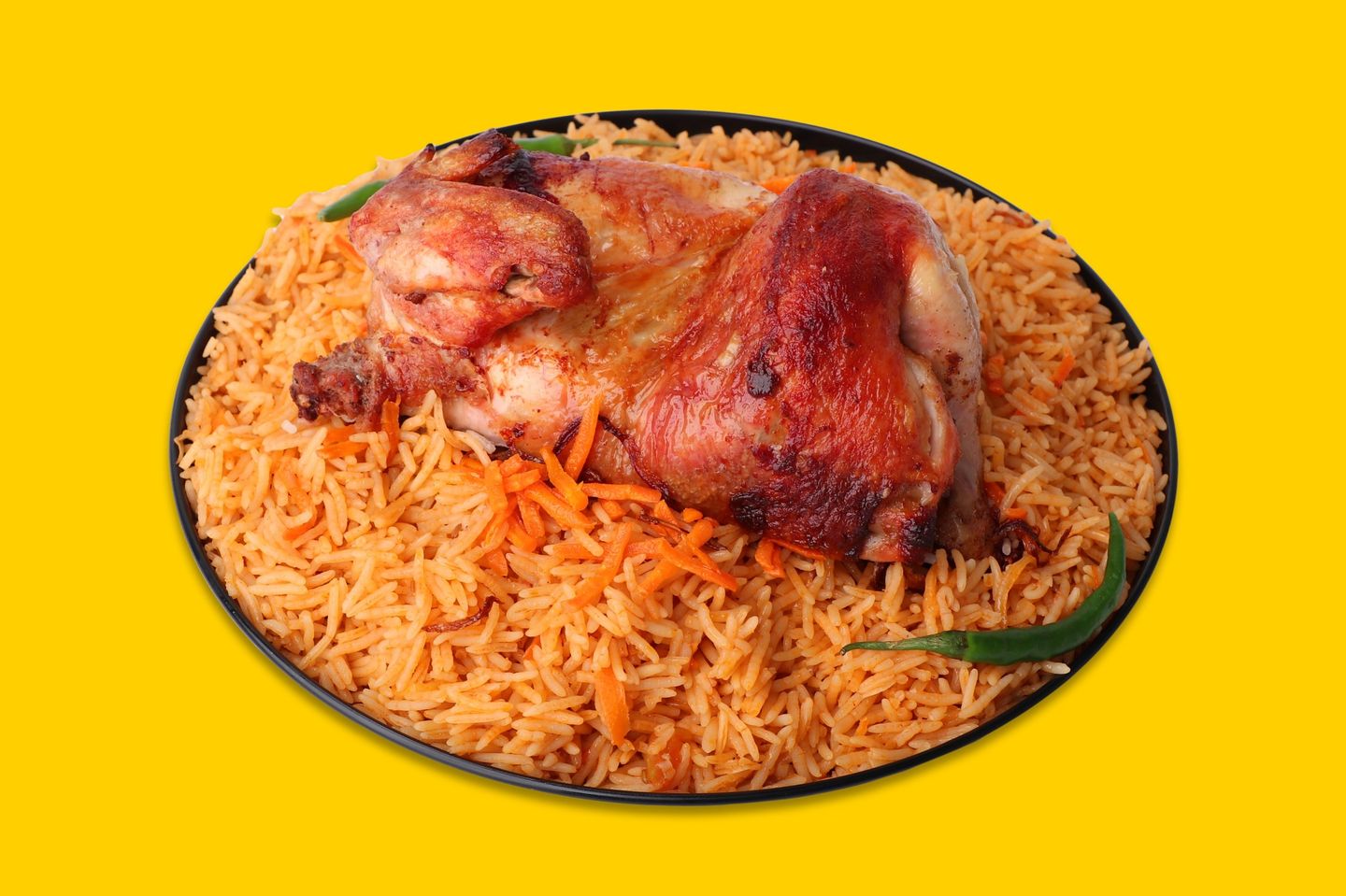 نص حبة دجاج شواية مع أرز بخاري