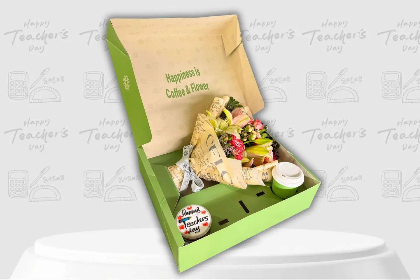 Teachers' Day Box   Coffee Cupcake Flowers   Large Size