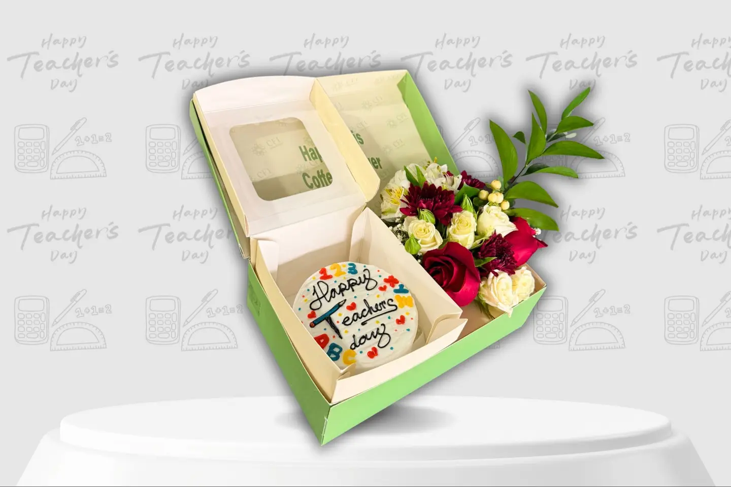 Teachers' Day Box Bento Cake Flowers Medium Size