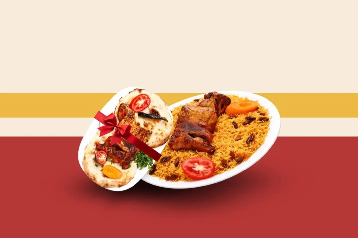 نصف على الفحم مع الرز+ نصف على الفحم سادة مجانا