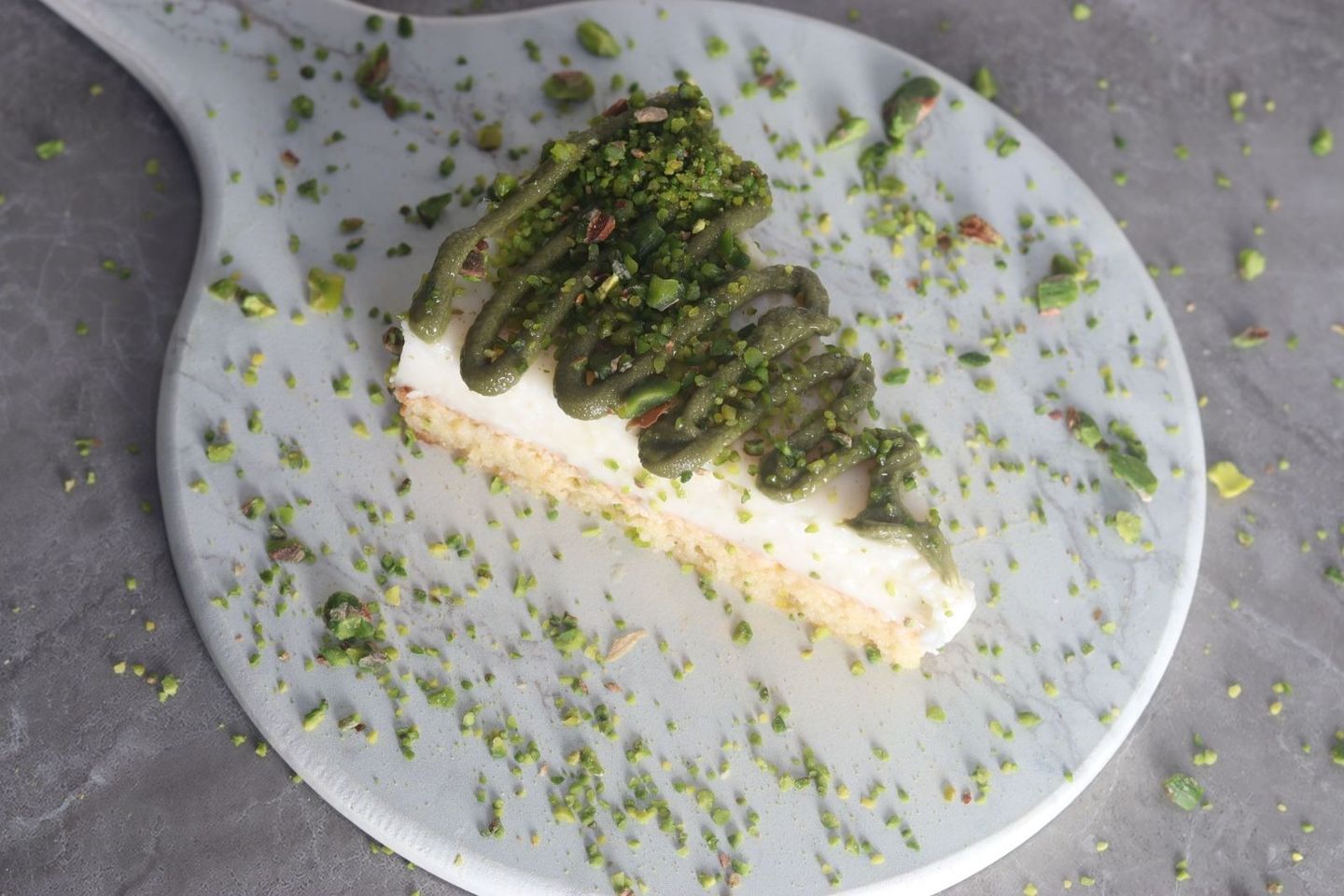 Basbousa With Custard And Pistachio Pieces