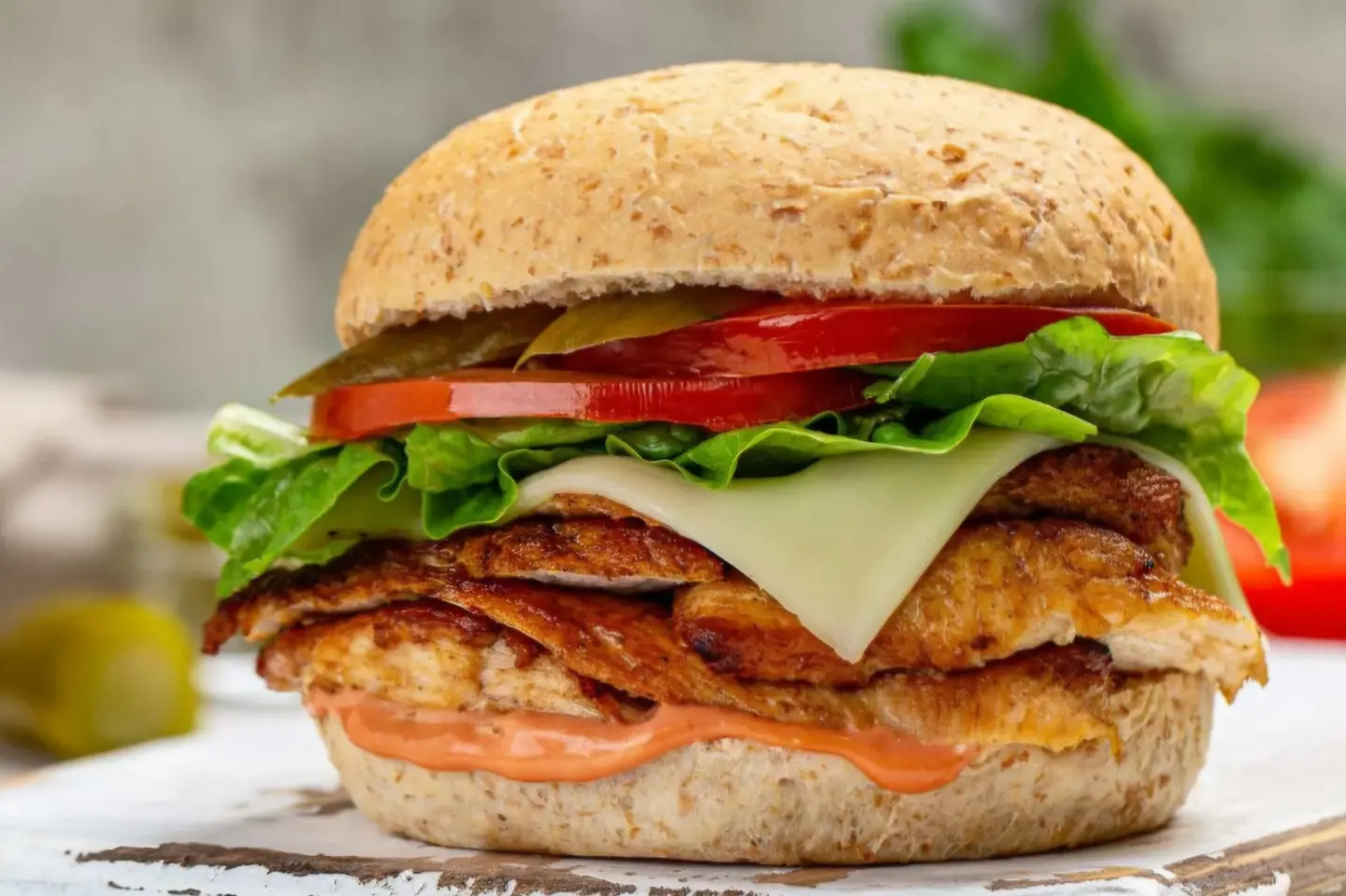 Grilled Chicken Burger - Grilled Chicken Burger Cheese