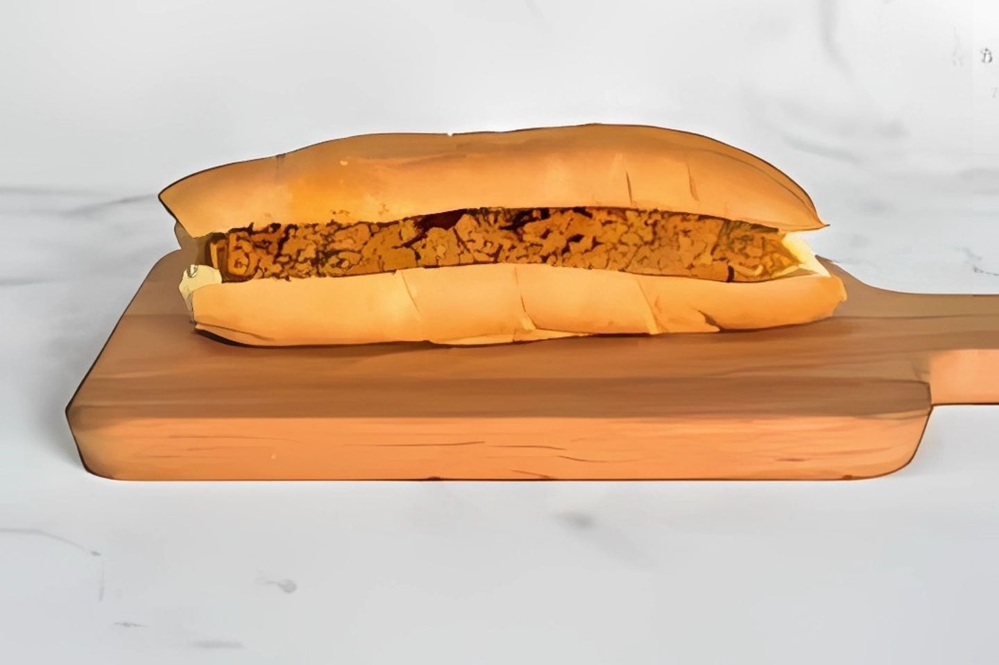 Minced Meat And Cheese Sandwich