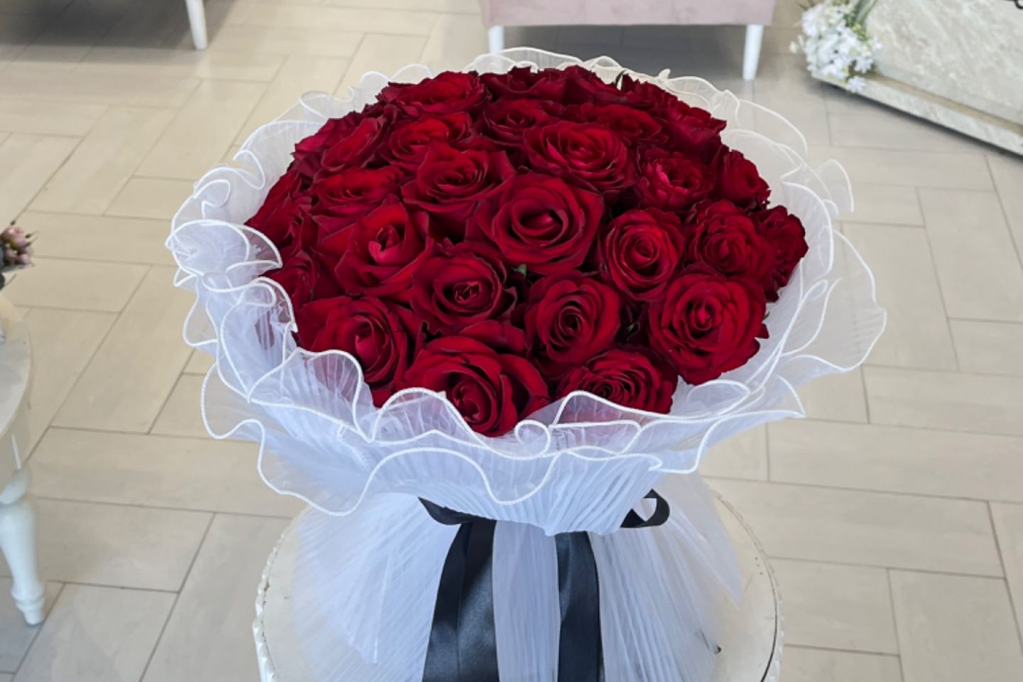 باقة ورد احمر تُل ٣٩
