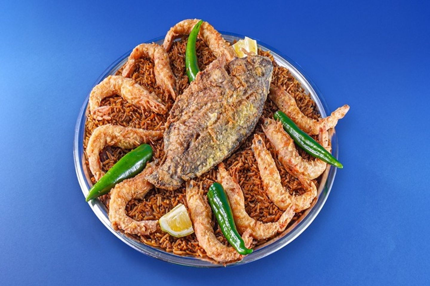 صينية بلطى مقلى مع جمبرى