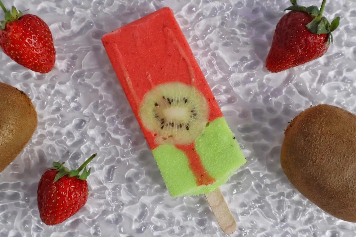 Kiwi And Strawberry Popsicle Ice Cream
