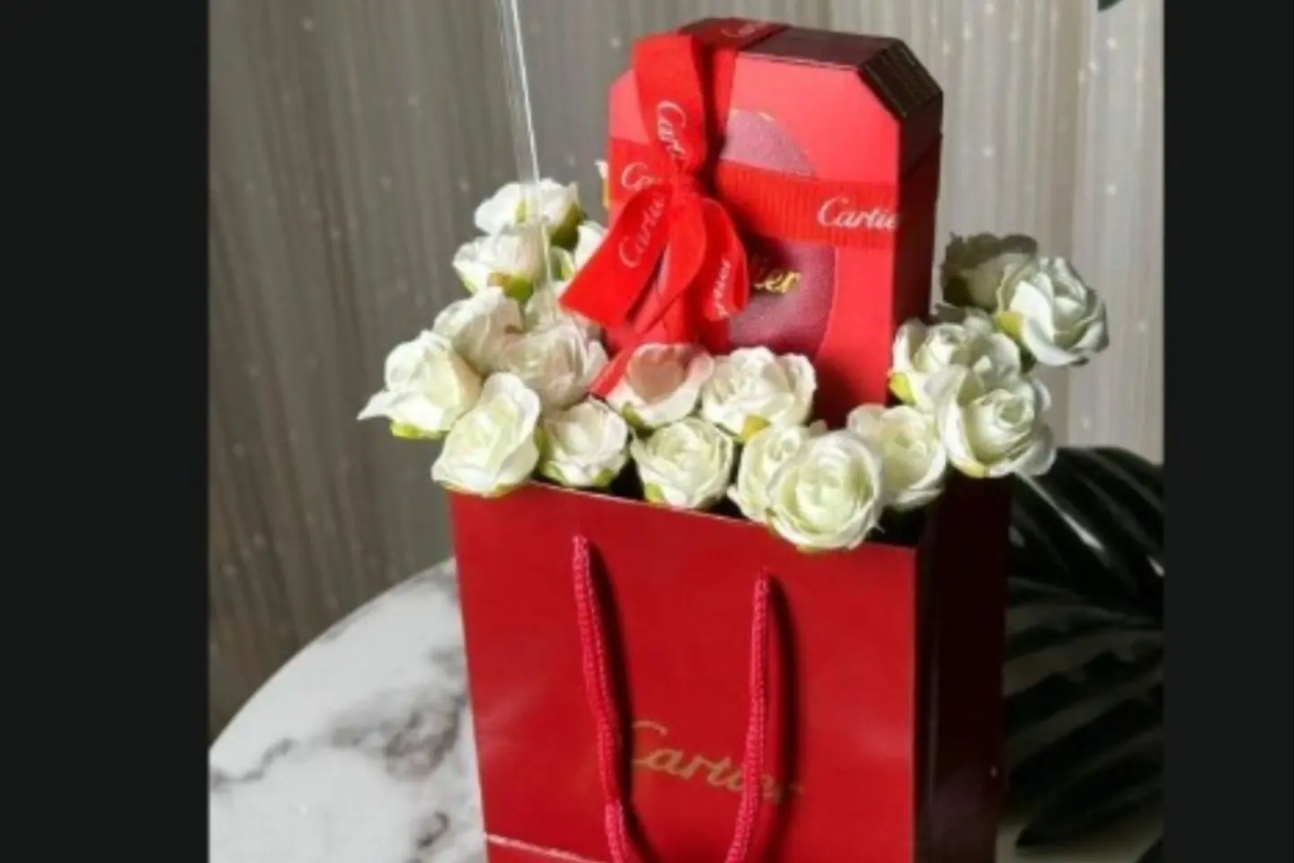 Cartier Brand Necklace With White Baby Rose