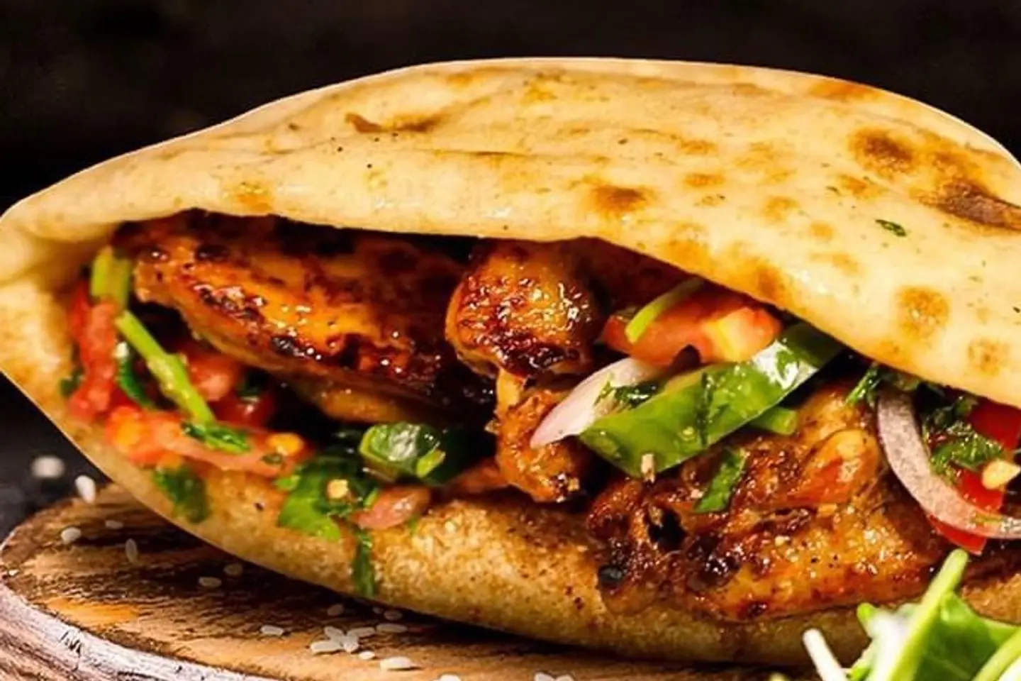 Cairo Nights Sandwich Egyptian Baladi Bread Stuffed With Chicken
