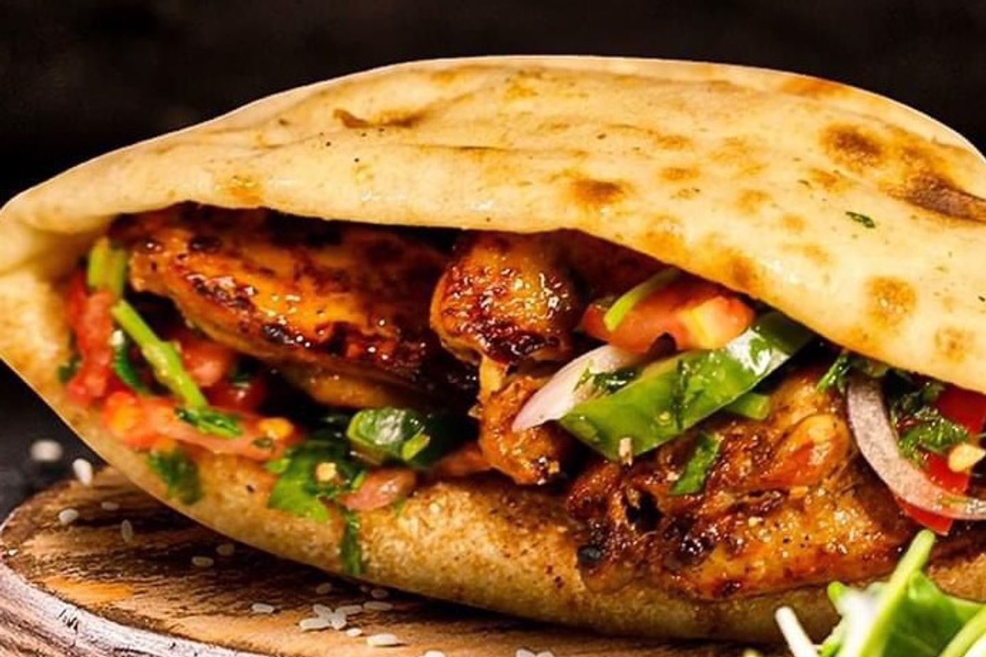 Cairo Nights Sandwich Egyptian Baladi Bread Stuffed With Chicken