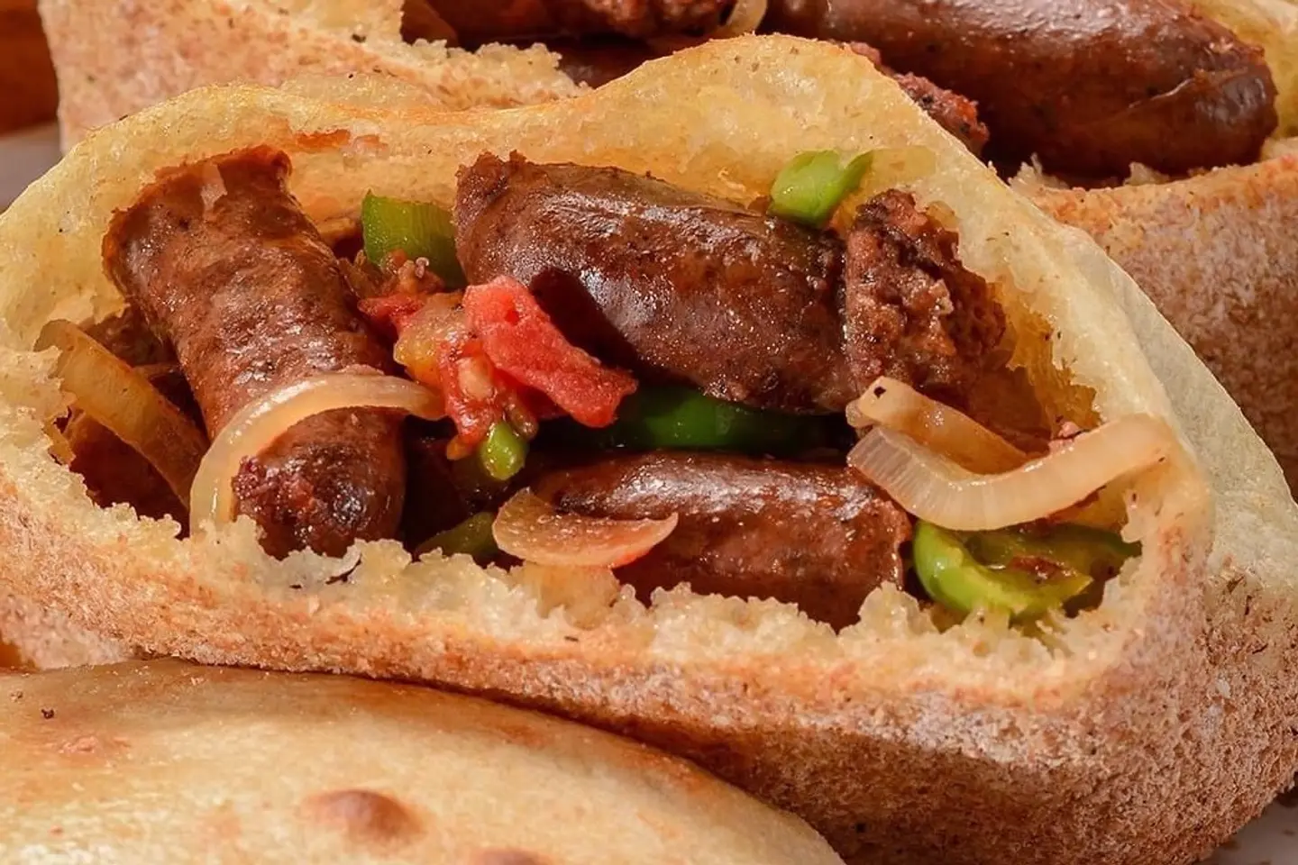 Cairo Nights Sandwich Egyptian Baladi Bread With Sausage