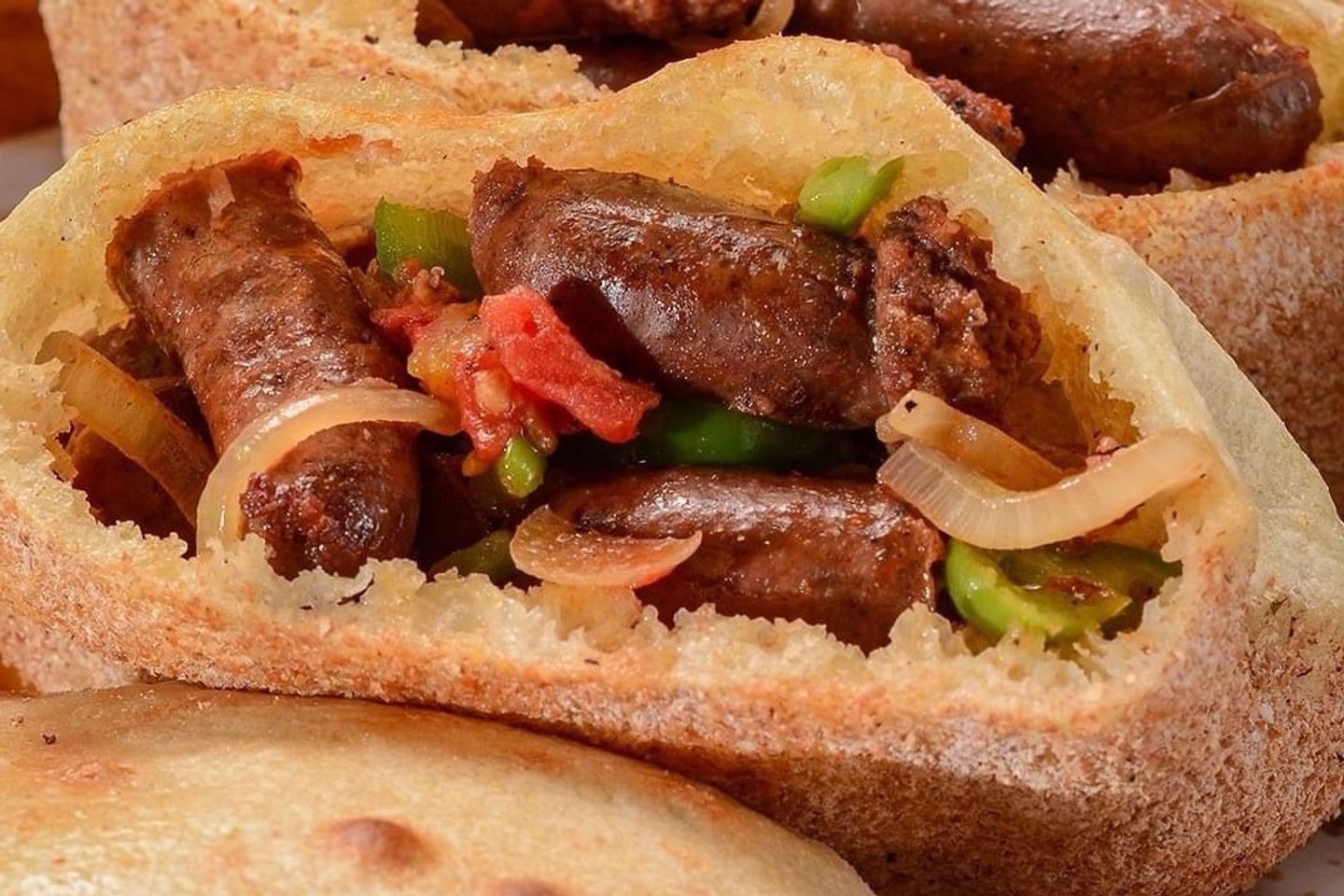 Cairo Nights Sandwich Egyptian Baladi Bread With Sausage