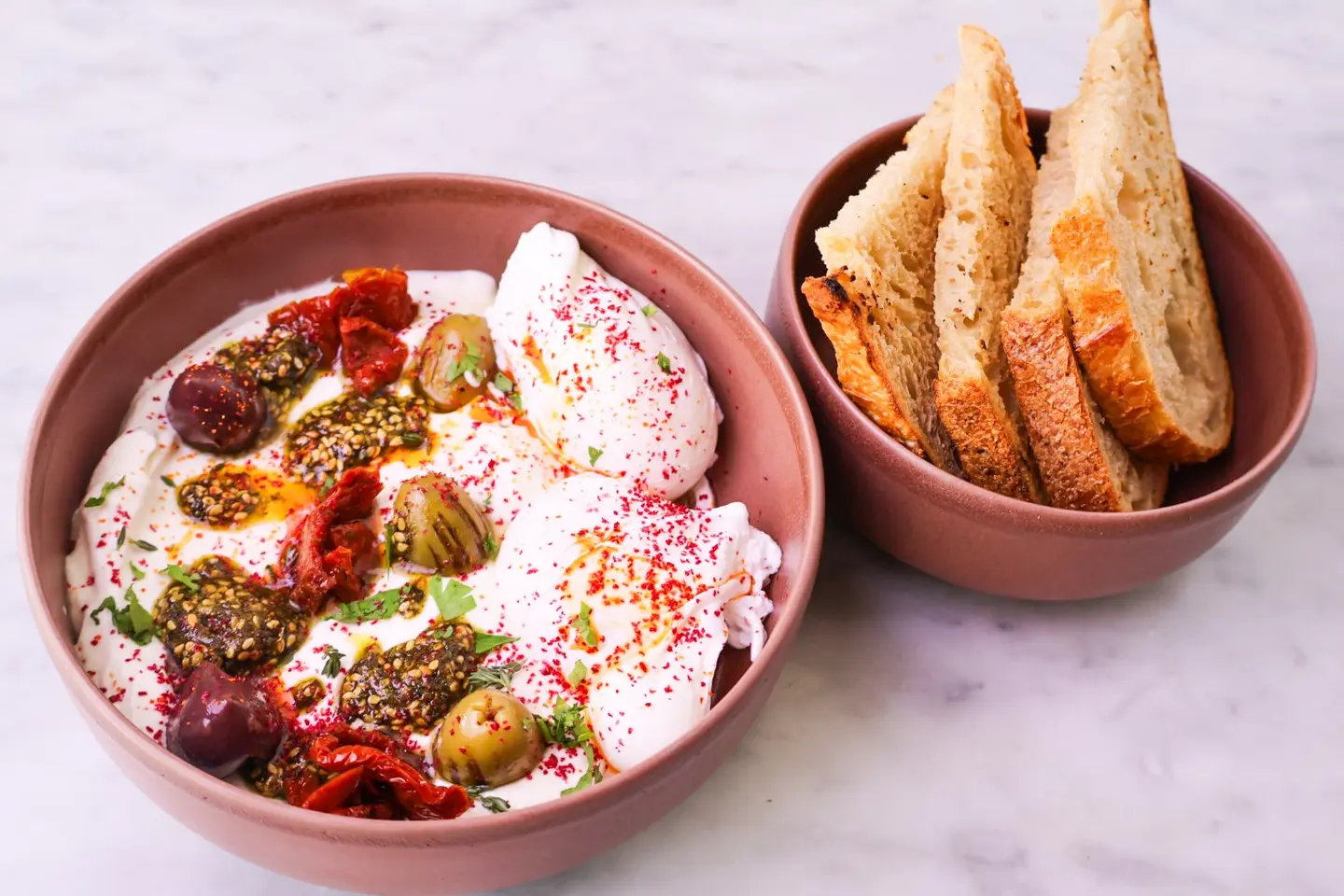 Spicy Labneh Zaatar Poached Eggs