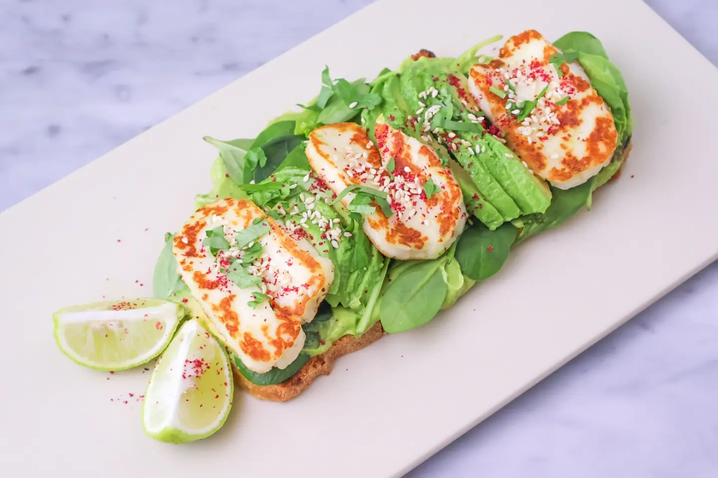 Grilled Haloumi On Sourdough Bread