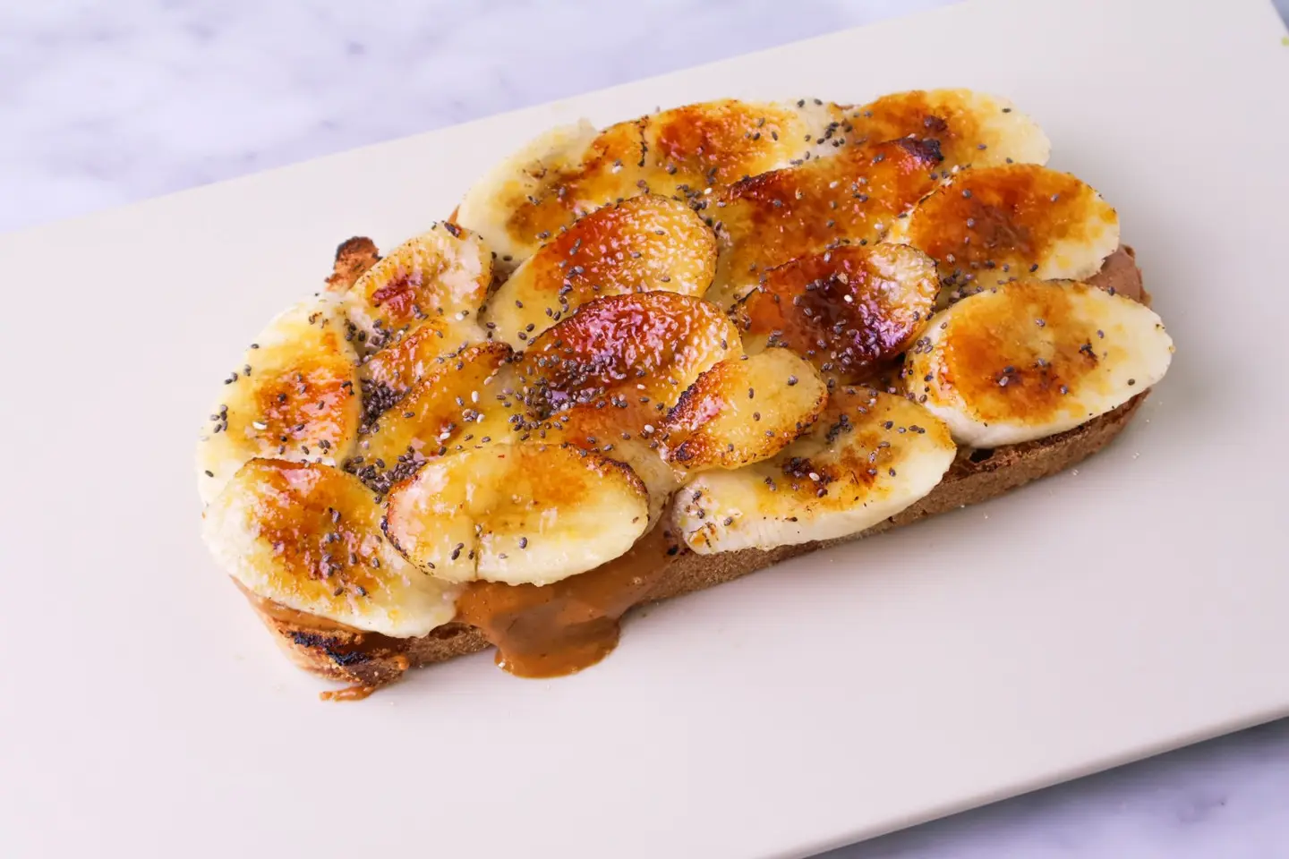 Toast With Homemade Peanut Butter And Caramelized Banana