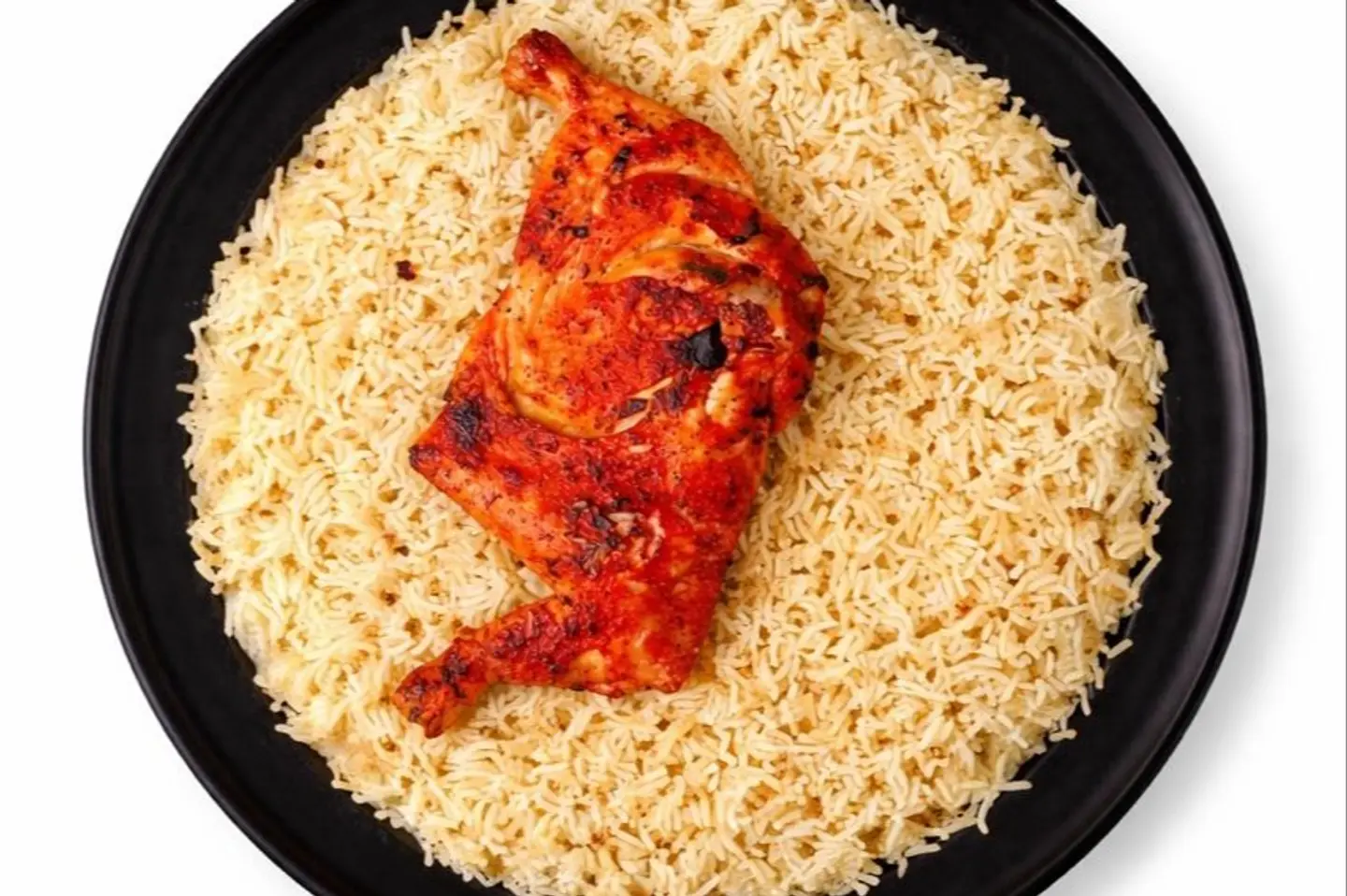 نصف حبة دجاج مظبي بالمرخ رز ابيض