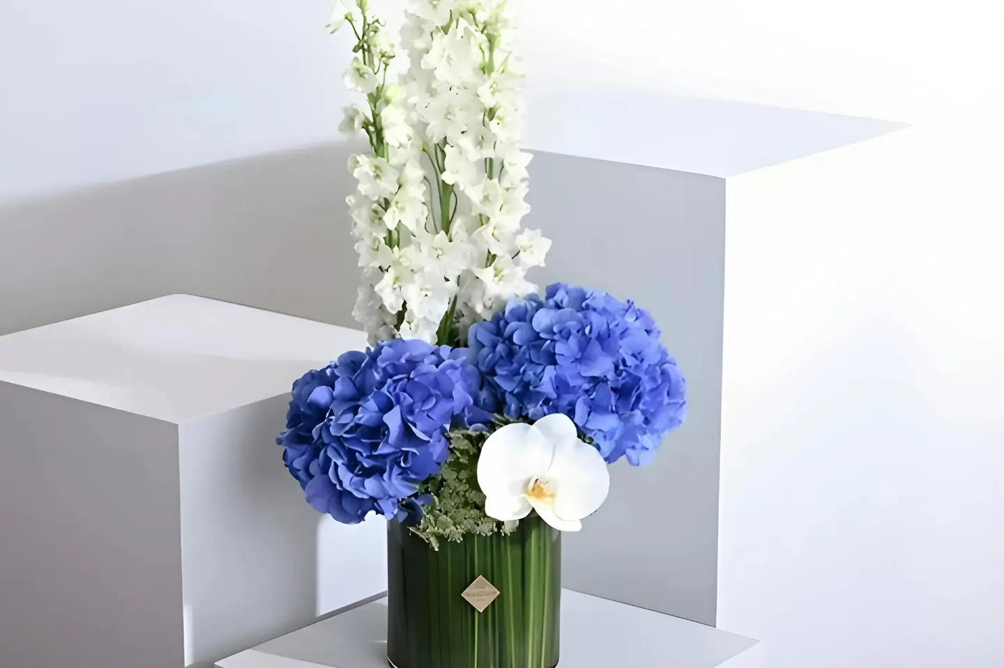 Elegance Delphinium And Hydronga Vase