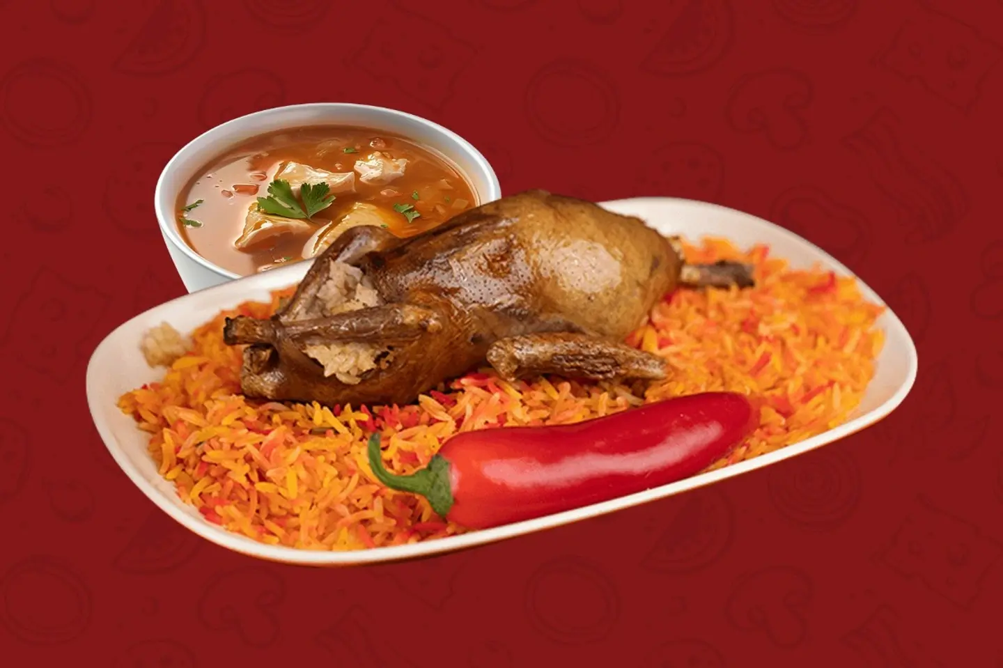 حبة حمام محشي مع خضار وشوربة وارز