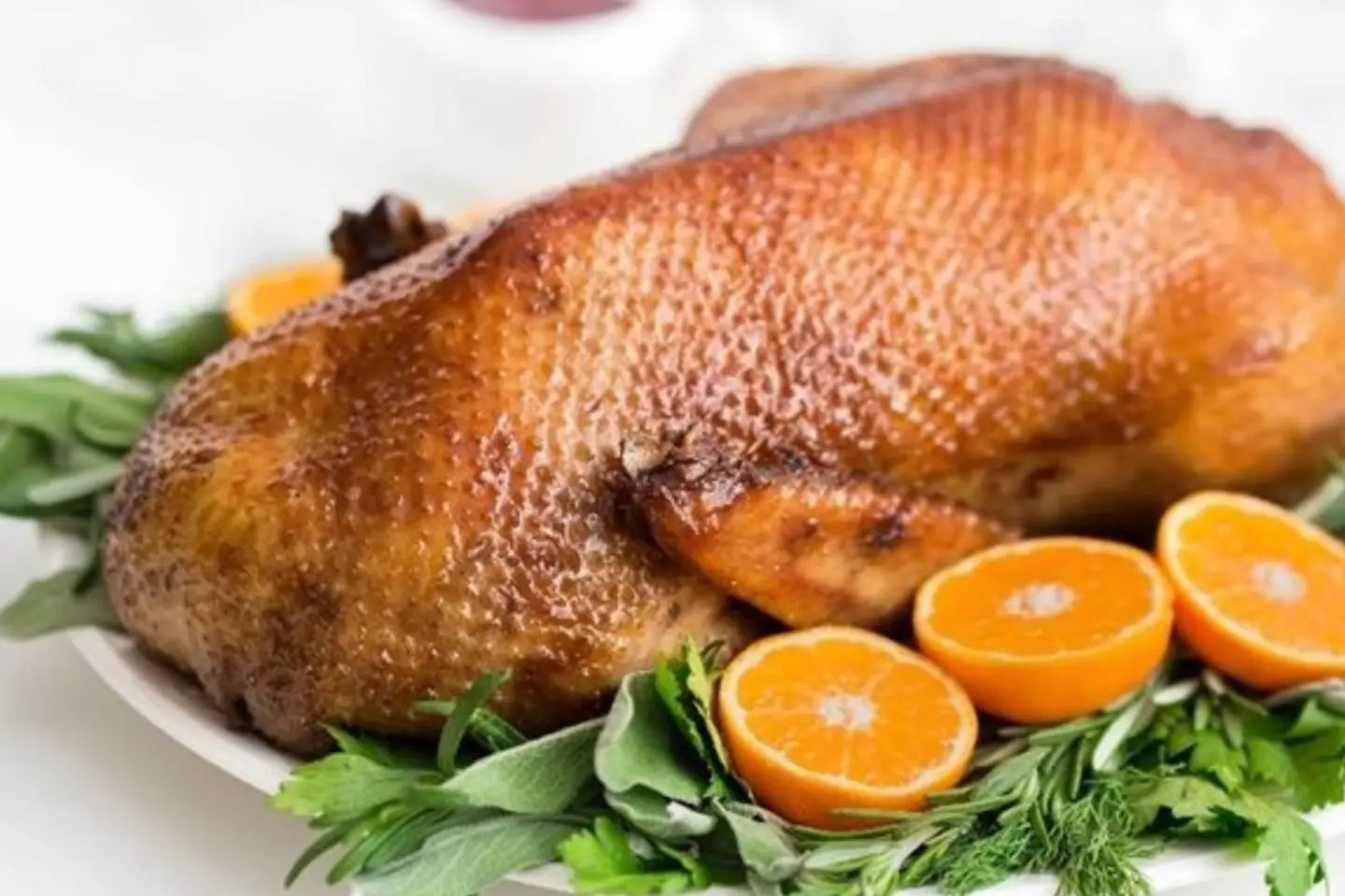 ربع بطة مع أرز وسلطة وخبز