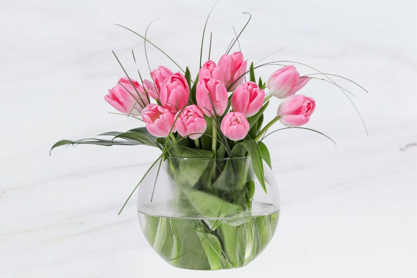 Pink Tulip In Ball Vase