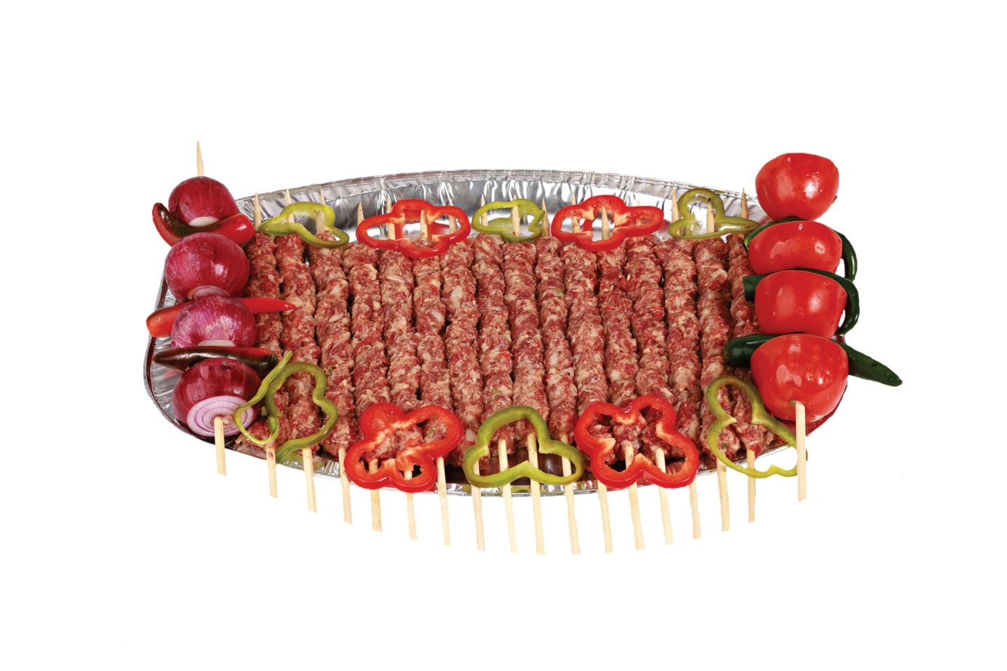 Meat Kebab On Skewers For Outdoor Grilling 4 Skewers