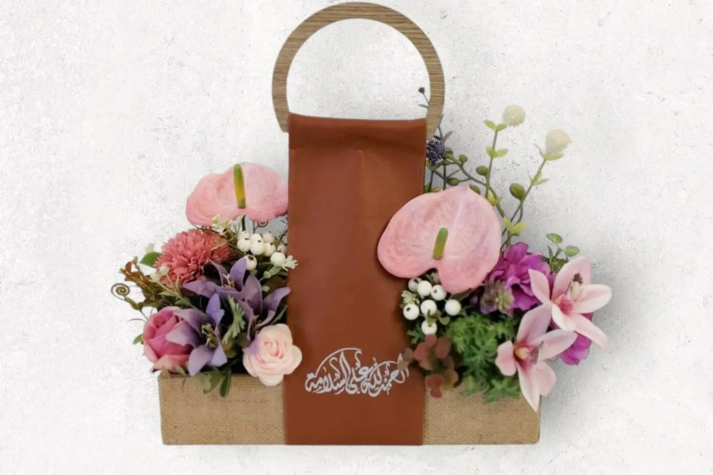 Artificial Rose With Leather Carrier