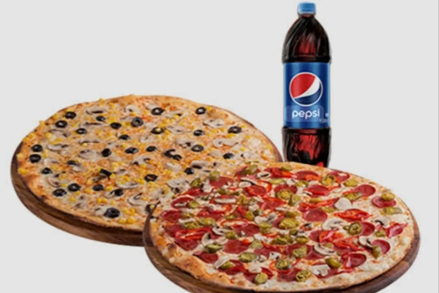 Two Large Pizzas And A Family Sized Cold Drink