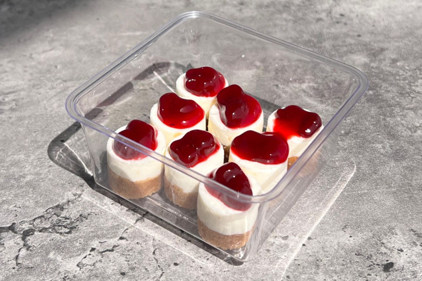 Tiny Pomegranate Cheesecake The Size Of The Piece Two Cm In Two Cm