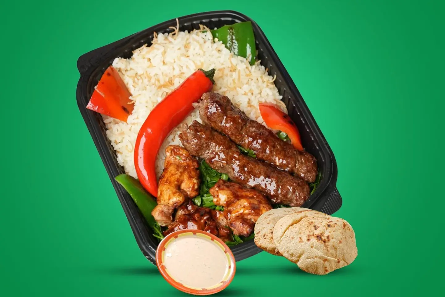 كباب وشيش الارز بالشعرية طحينة