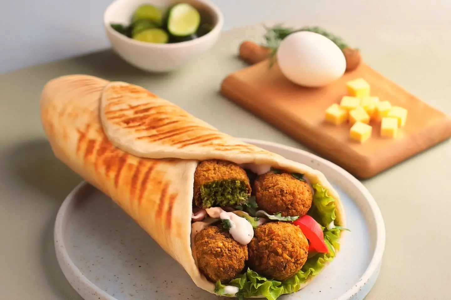 ساندويتش فلافل بالبيض والجبنة