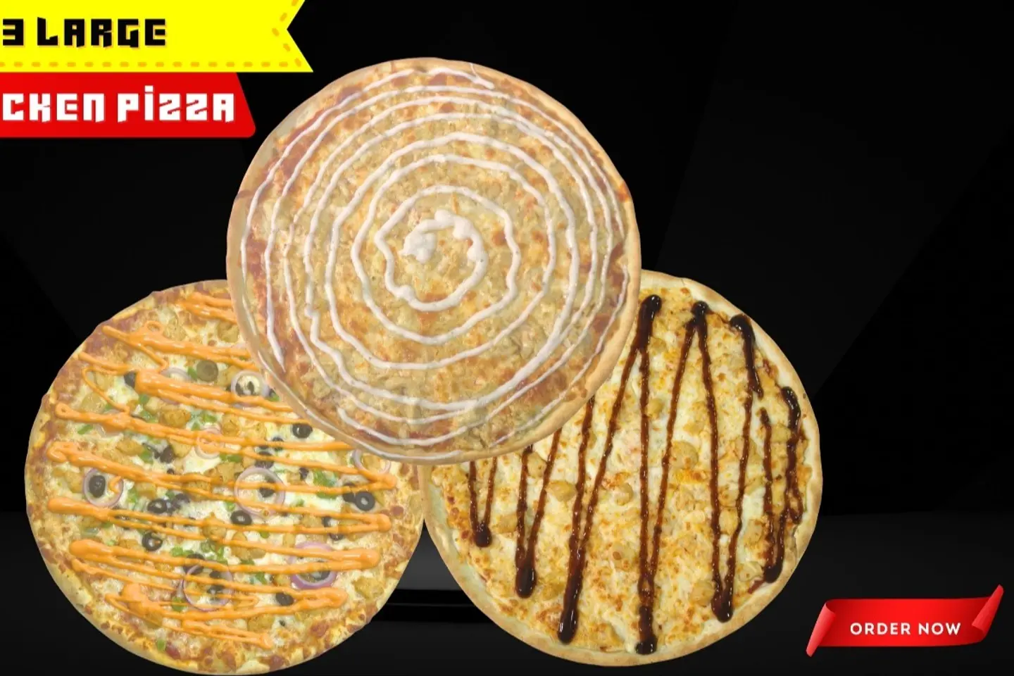 3 Large Chicken Pizzas