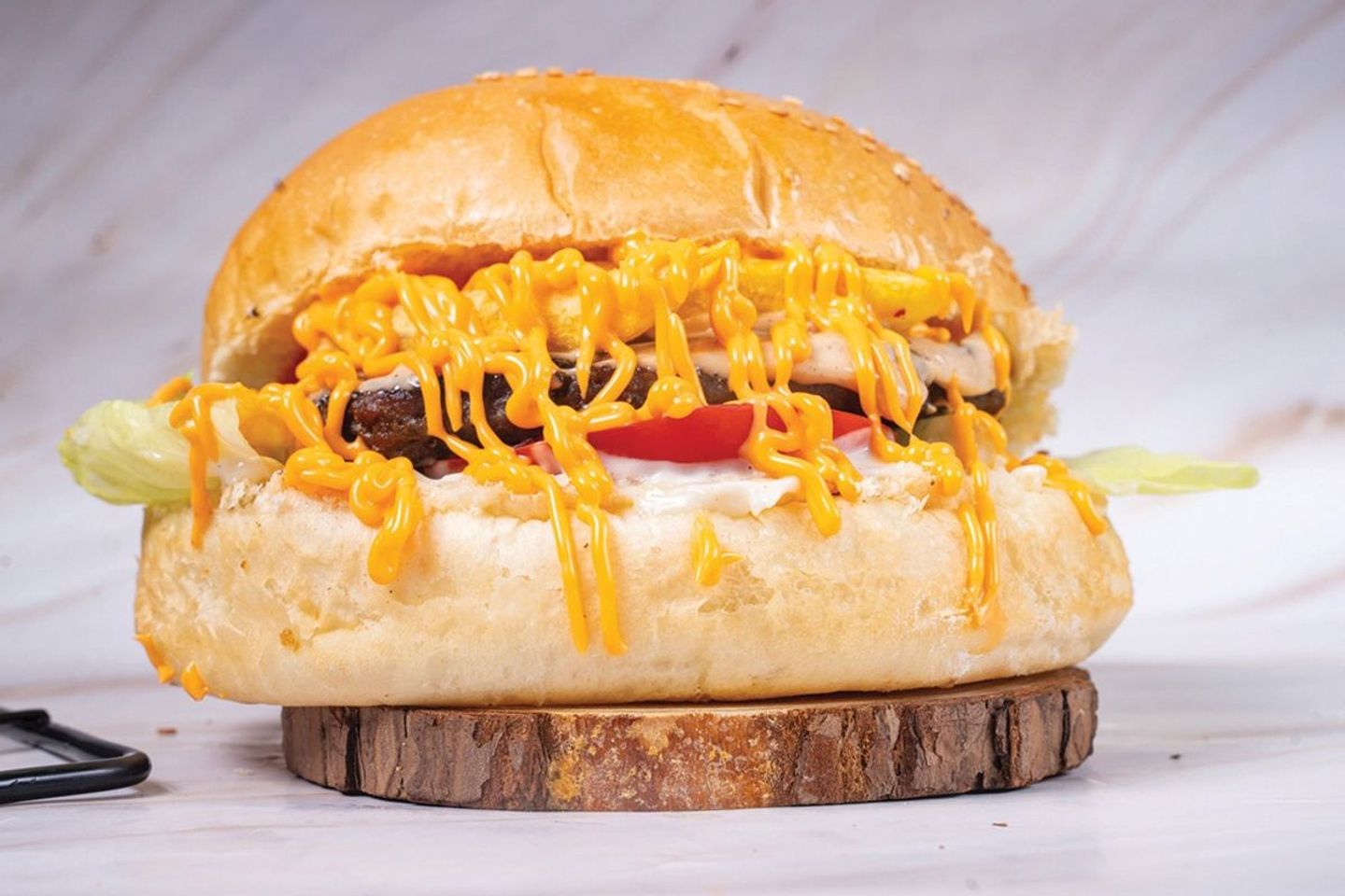 Beef Burger On Charcoal
