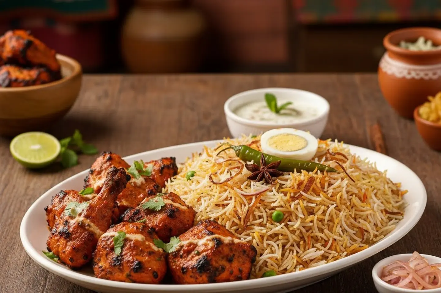 أرز برياني مع دجاج تكا