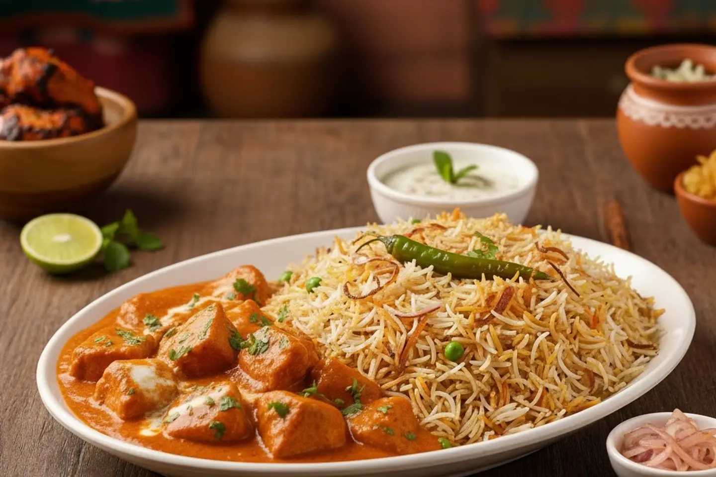 أرز برياني مع دجاج بالزبدة