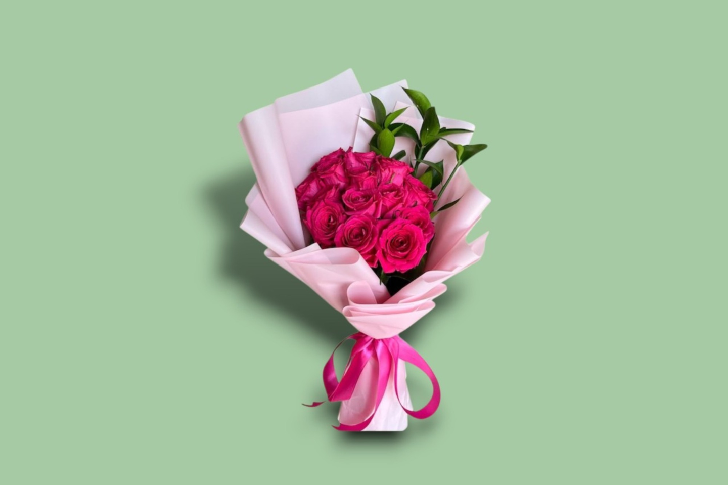 Pink Wrapped Red Rose Bouquet 52