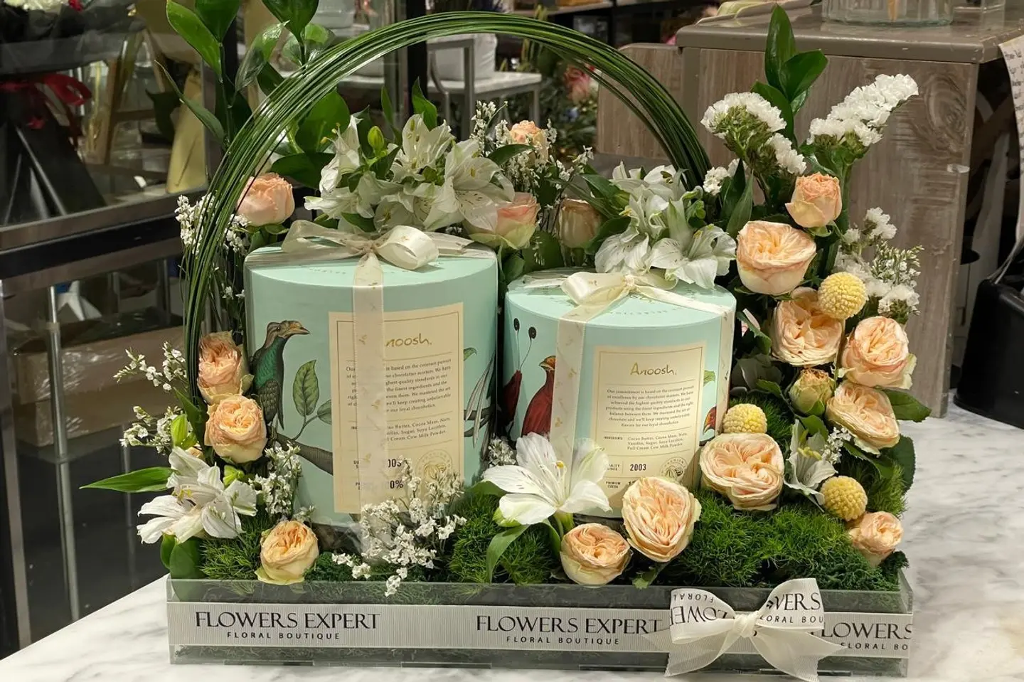 زهور وشوكلاتة