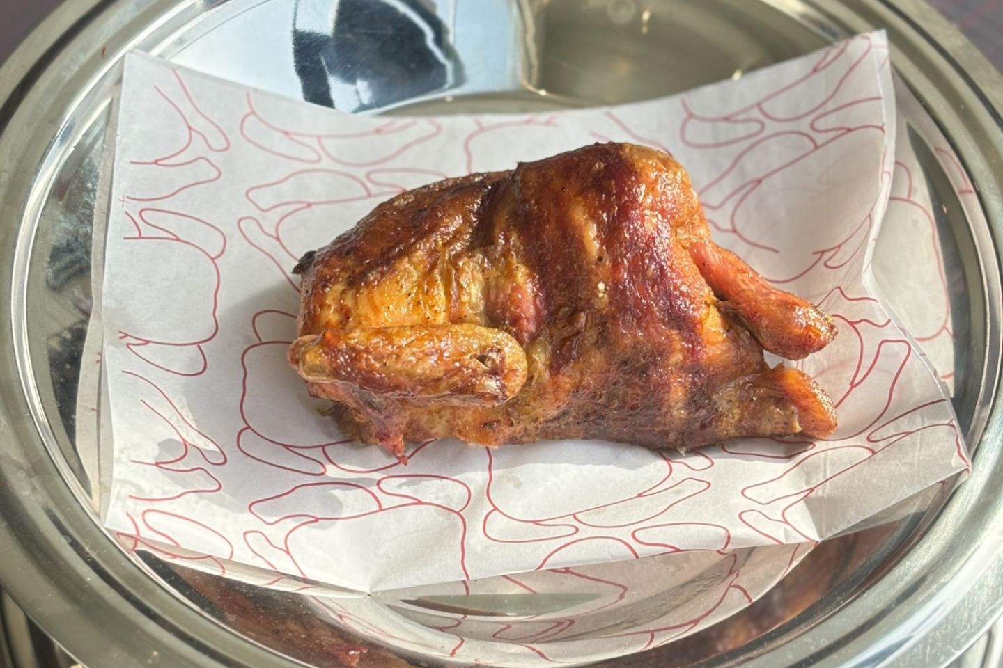 Plain Half Grilled Chicken Without Rice On Wood