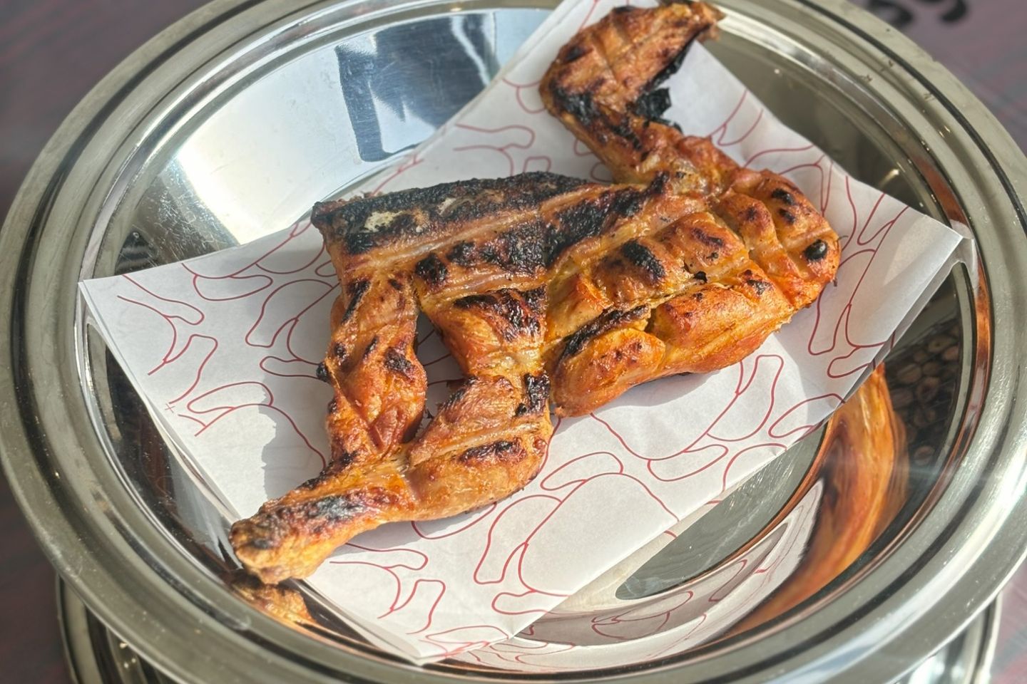 Plain Half Chicken On Coal Without Rice On Wood