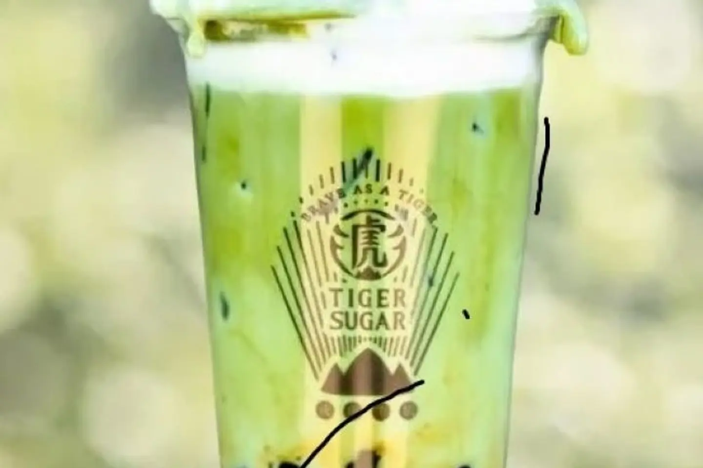 Matcha Milk With Boba And Cream - Cold Boba Matcha Milk With Cream Mousse