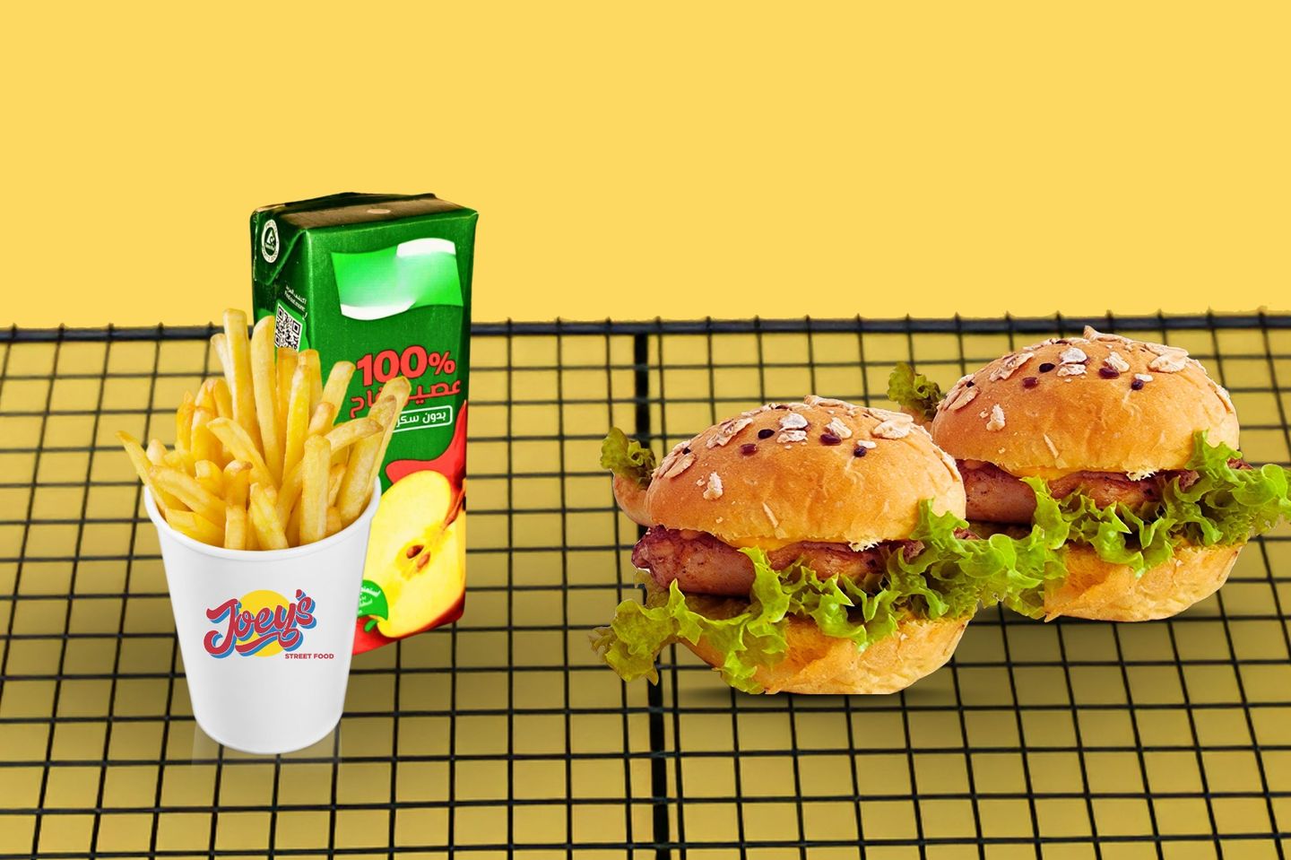 Mini Chicken Burgers With Fries And Juice