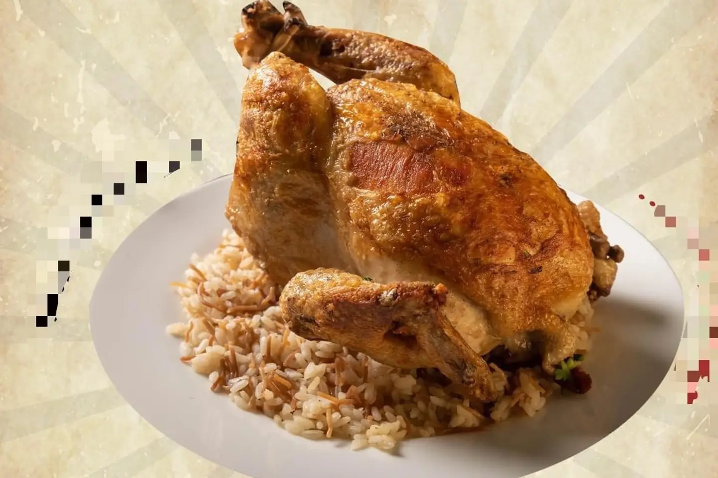 دجاجه كامله مشوية هيلثي مع الأرز